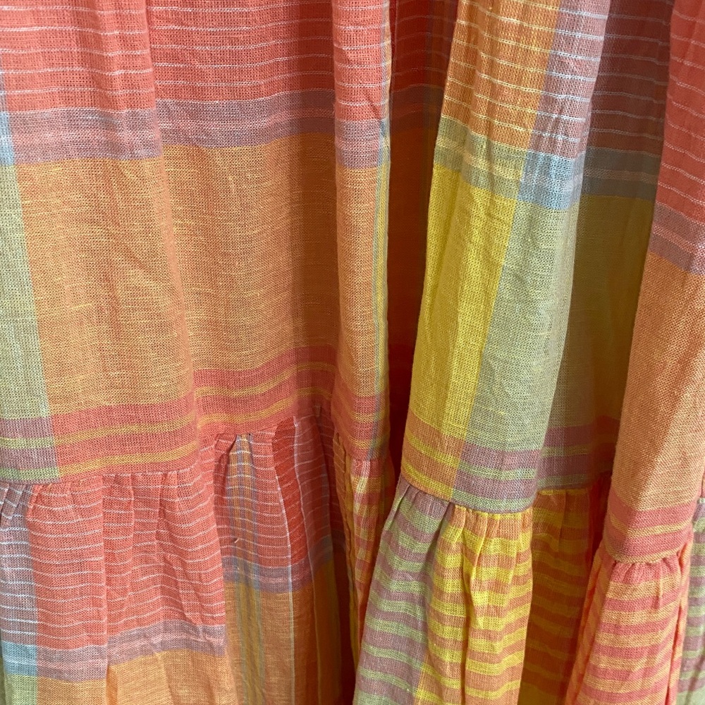 Beachlunchlounge Multicolor Madras Plaid Linen Maxi Dress in Yellow, Coral, Pink - Picture 10 of 12